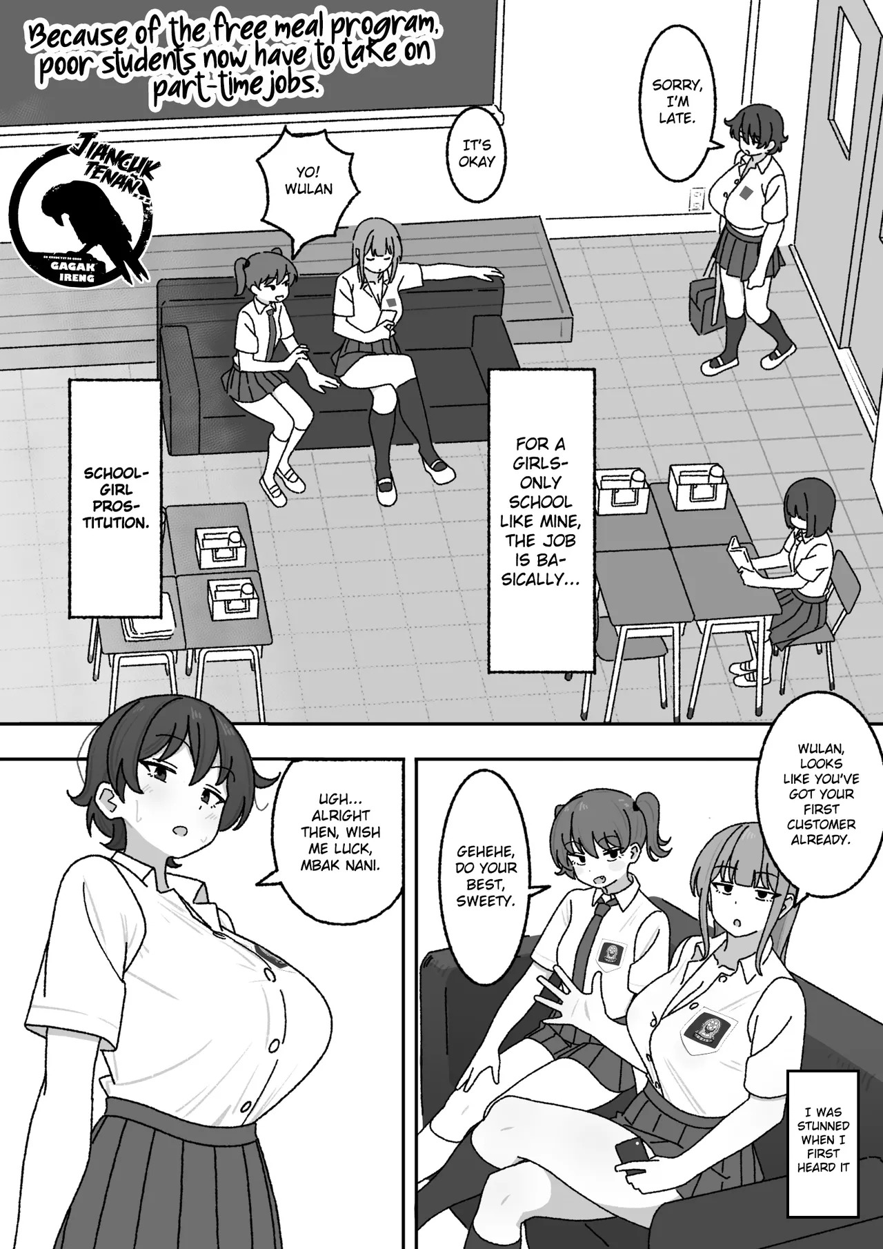 Because of the free meal program, poor students now have to take on part-time jobs. [English] [Gagak_Ireng] (rewrite) - Page 3