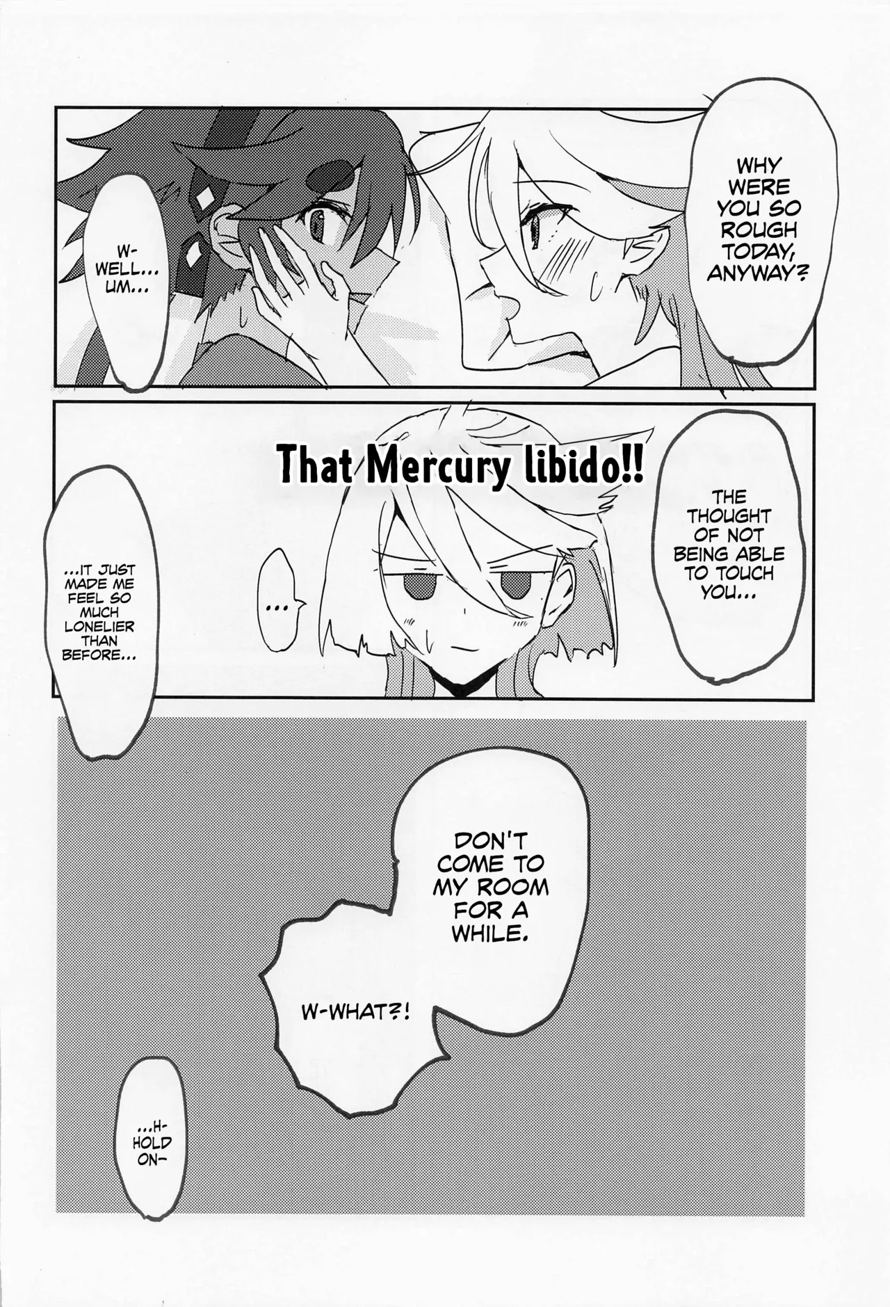 (C101) [tigeregit (Tora)] Hen na Koto Kinshi (Mobile Suit Gundam the Witch from Mercury) | No Intimacy Allowed [English] [Castle TL] - Page 20