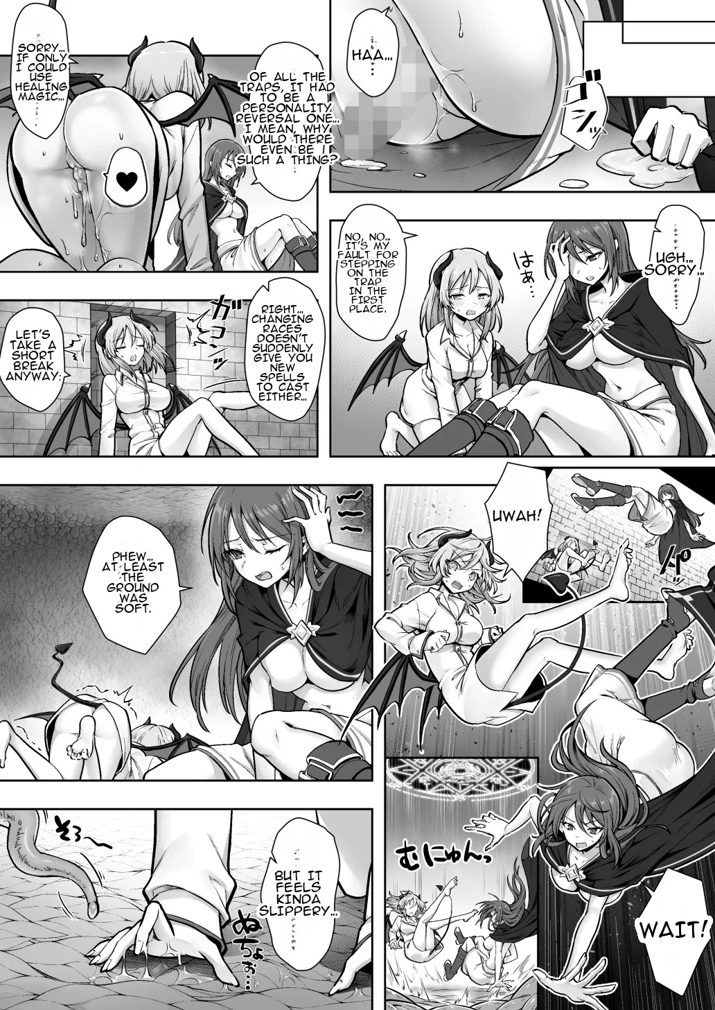[Amulai Okashi Seisakusho (Sasanomanibi)] Shuzoku Henkou no Trap de Ningen Kenshi Osu ga Mesu Succubus ni! | A Male Human Swordsman Turns Into a Female Succubus Due to a Species-changing Trap! [English] - Page 19
