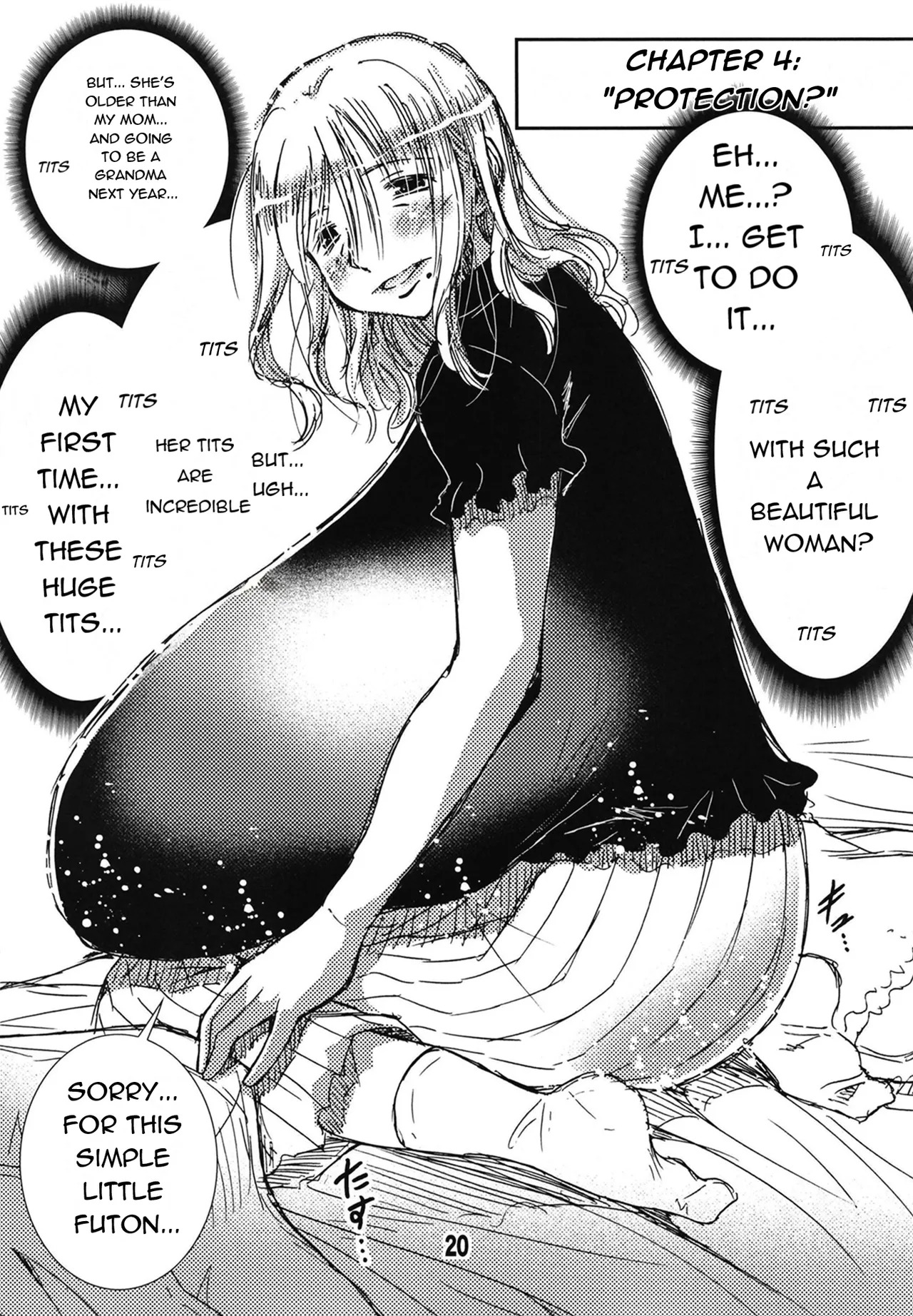 [Matsuyama Seiji (Matsuyama Seiji)] 56-sai Bust 256cm Danchizuma Ookiku Tareta Jukujo no Chibusa... Boku wa Kono Hito de Doutei o Sotsugyou Shita. [English] [Digital] - Page 20