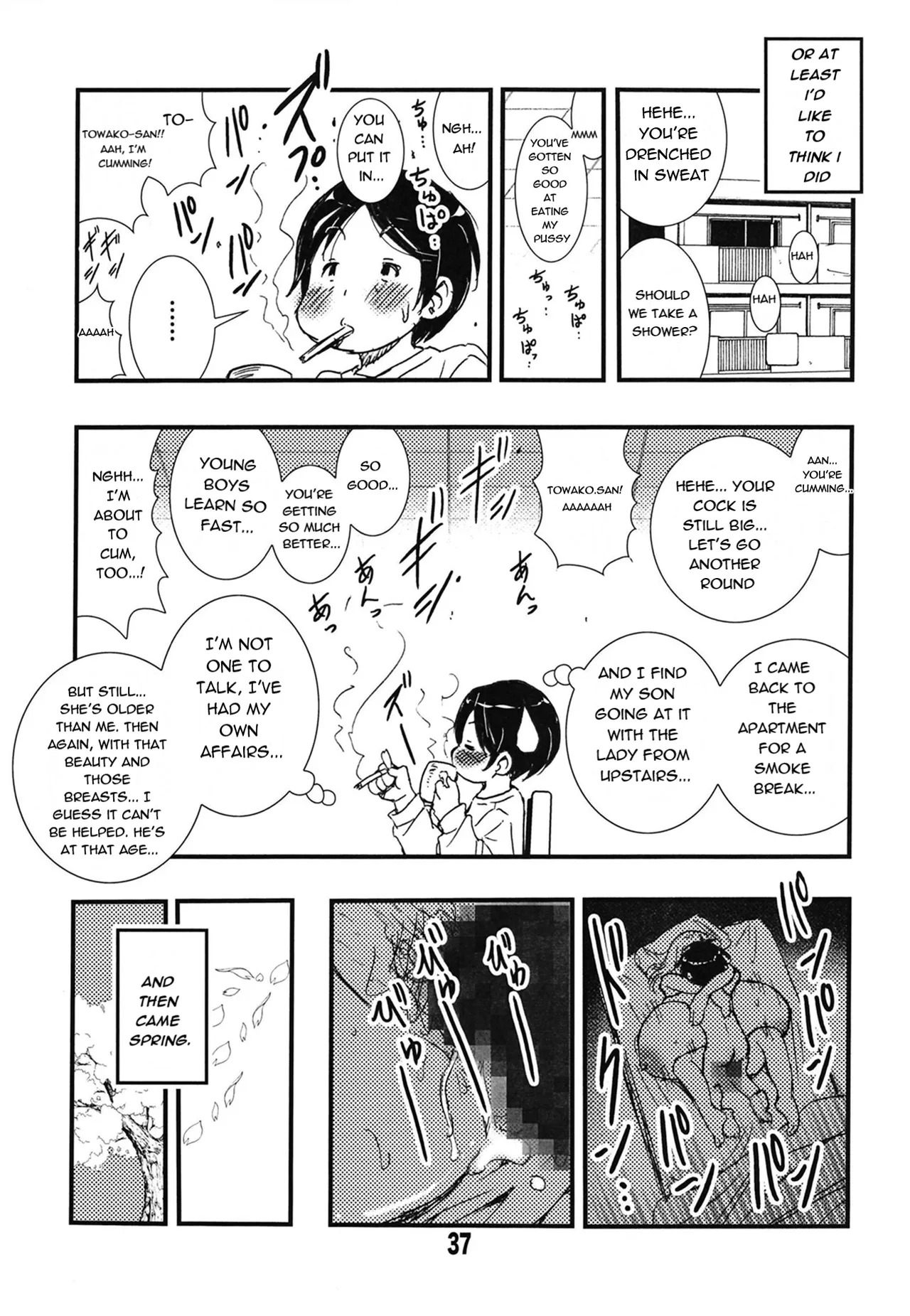 [Matsuyama Seiji (Matsuyama Seiji)] 56-sai Bust 256cm Danchizuma Ookiku Tareta Jukujo no Chibusa... Boku wa Kono Hito de Doutei o Sotsugyou Shita. [English] [Digital] - Page 37