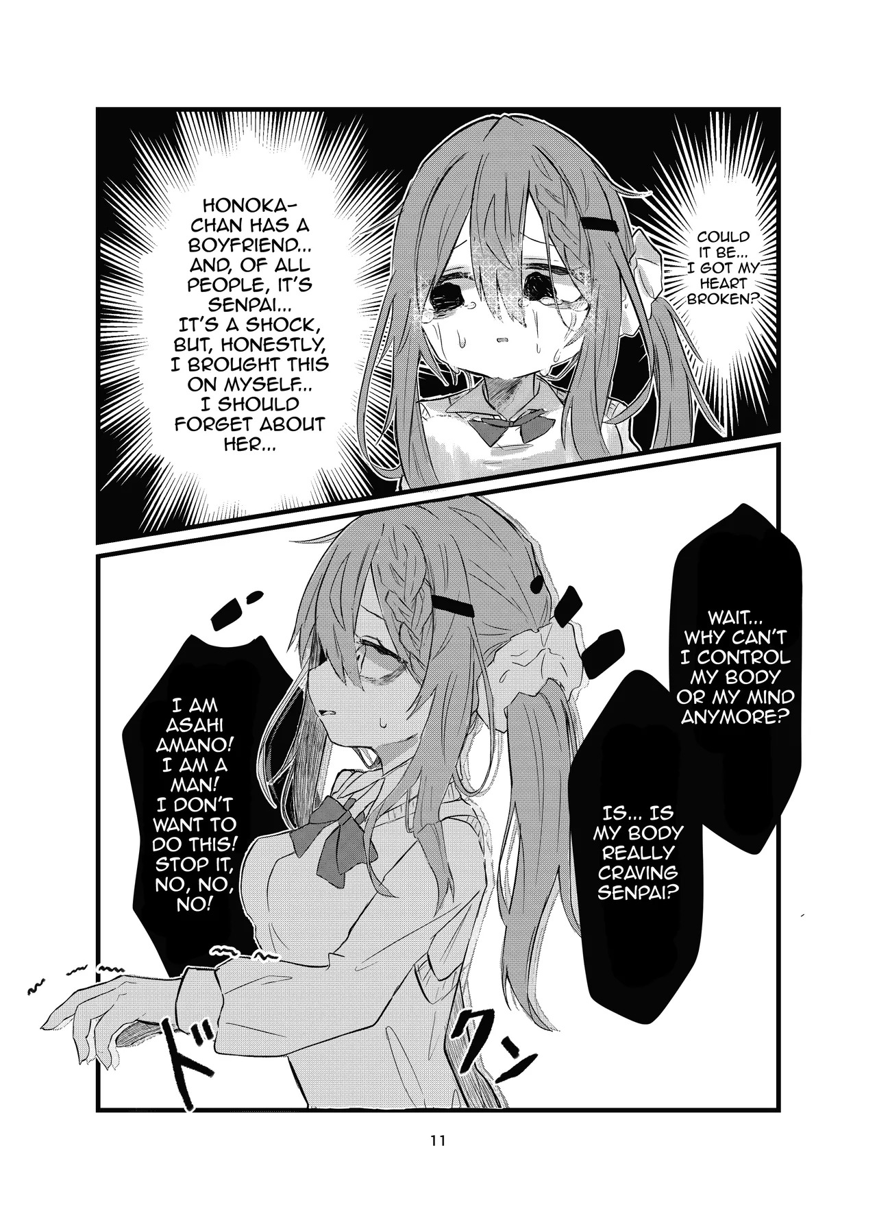 [Silver Snow (Shirayuki)] Gakkou de Suki na Hito ni Natte Tsunda Hanashi | A story about turning into my crush at school and being stuck in her body [English] [meganekun_tl] [Digital] - Page 11