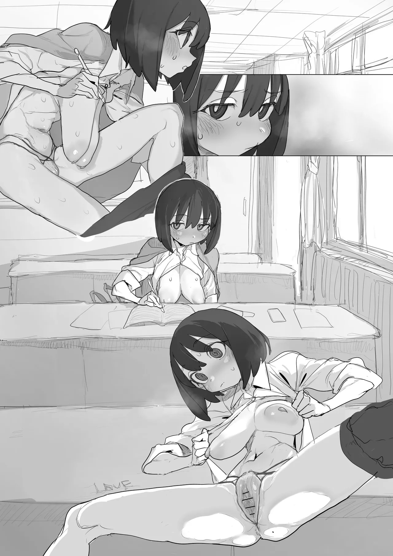 [あっくす] 自習室で露出オナの練習してたら友達が来てピンチのルナちゃん - Page 15