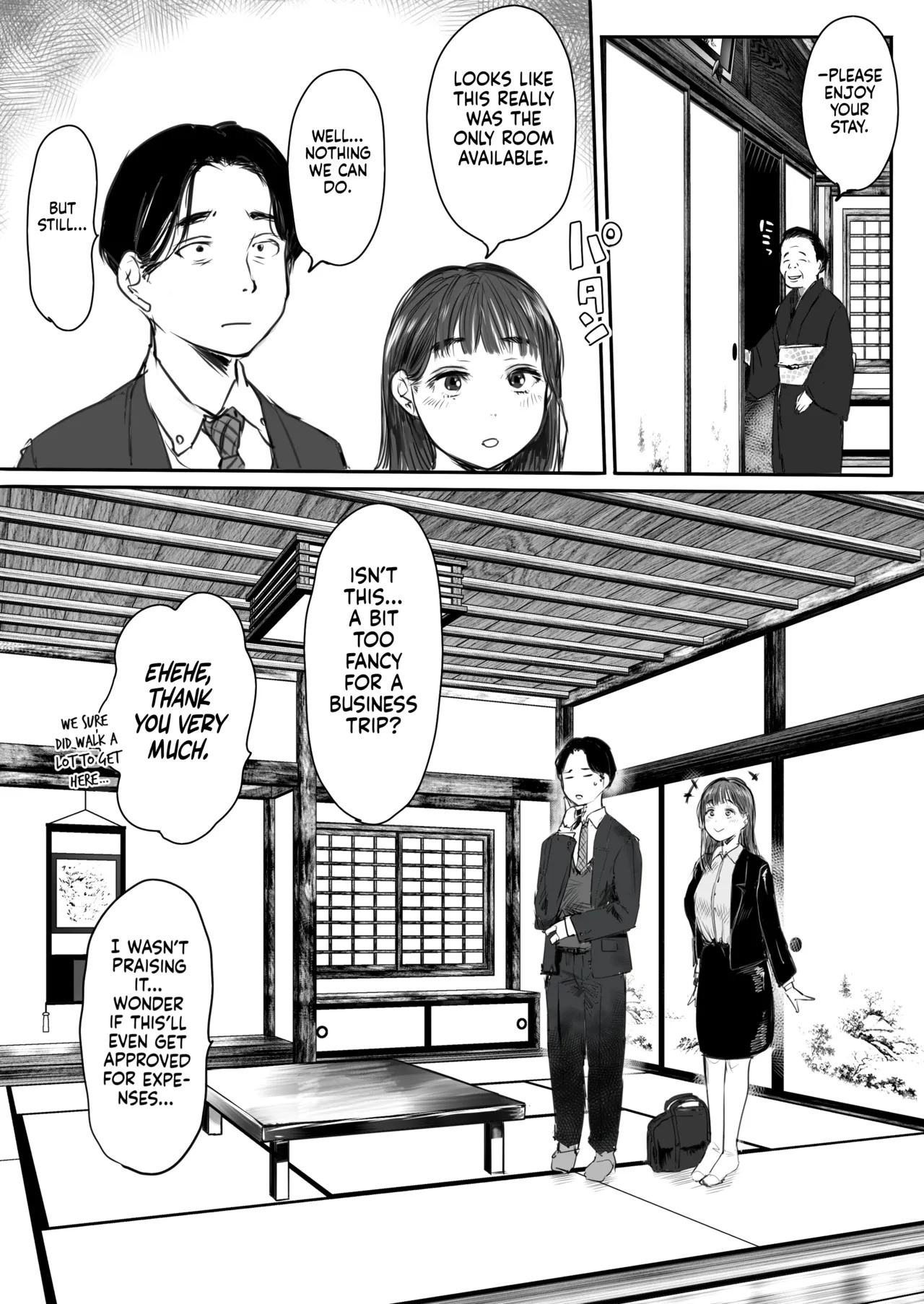 [Ookami Shoujo Dan (Mukoujima Tenro)] Shucchou, Kouhai to Aibeya. Yukishi Nure Hada ni Shiboritsukusareta Yoru | Sharing a Room With My Junior on a Business Trip. A Night Her Wet Yukata Skin Drained Me Dry [English] [gotbored] - Page 9
