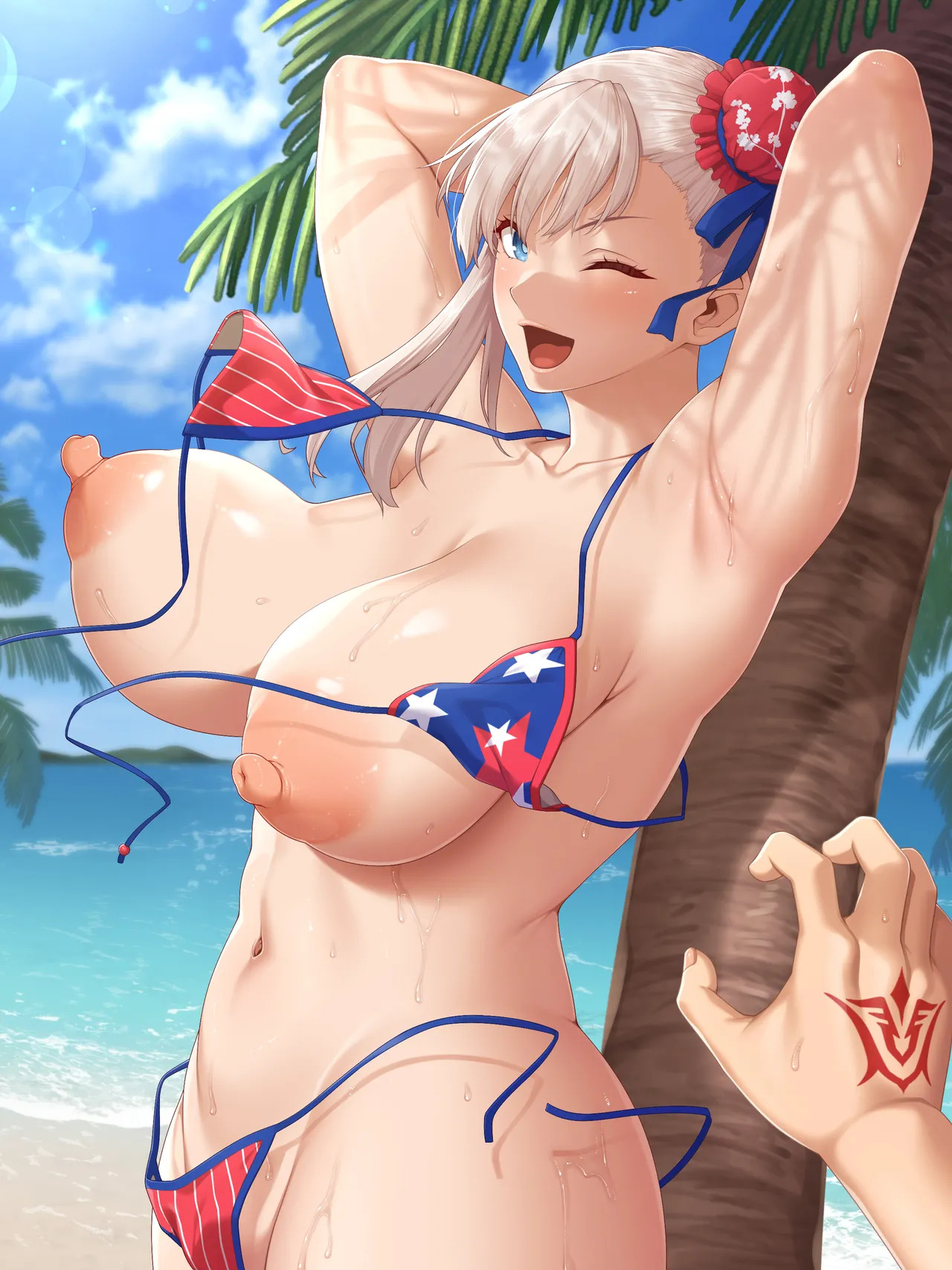 Mizugi Musashi-chan ga Beach de Lucky Sukebe Shitari Bonyuu Funsha Akume Saseraretari (Fate/Grand Order) - Page 41