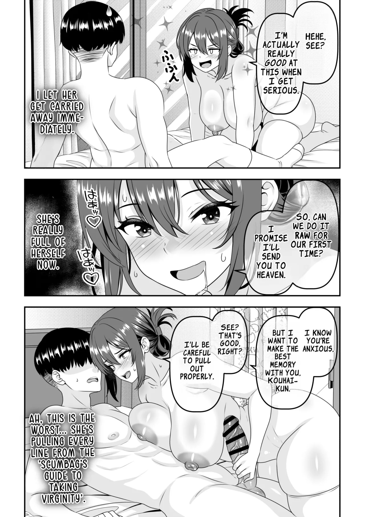 [Waribashi Kouka] Teisou Gyakuten - Tayoreru Oujisama-kei no Senpai, Hatsu H de Kusso Nasakenai Koshiheko Sourou Sex o Urou Shiteshimau | Chastity Reversal- The Reliable Prince-Type Senpai Is Pathetically Quick in Bed During Our First Time [English] [LKK•Scans] - Page 19