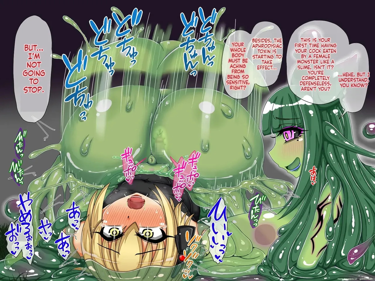 [Megami no Flask (Tsukueno Elf)] Futanari Bubble Slime ni Choukyou Sarete Mesu Ochi Fukujuu Haramibukuro ni Sareta Hanashi [English] - Page 24