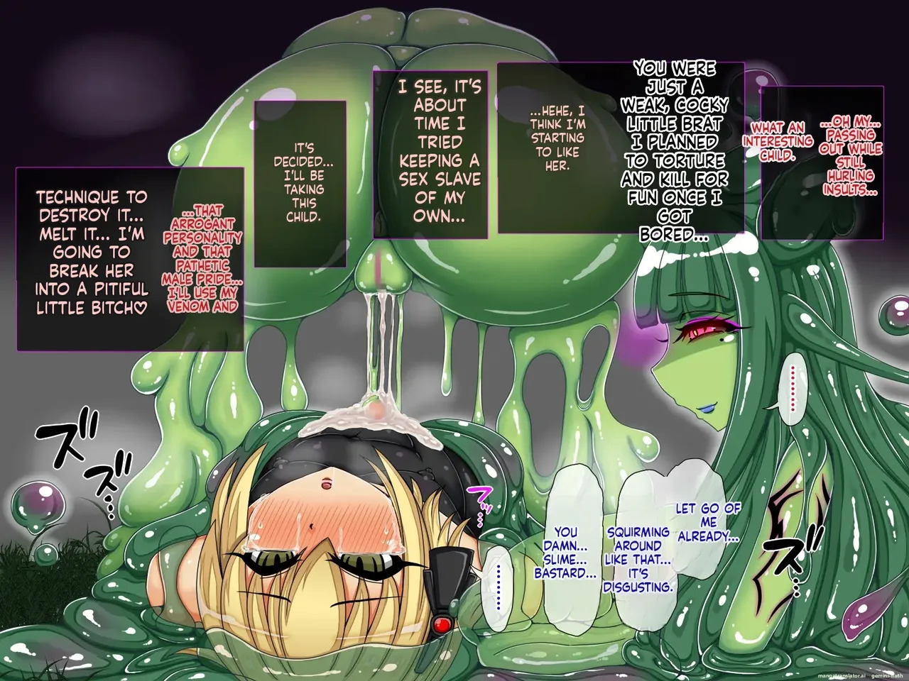 [Megami no Flask (Tsukueno Elf)] Futanari Bubble Slime ni Choukyou Sarete Mesu Ochi Fukujuu Haramibukuro ni Sareta Hanashi [English] - Page 28