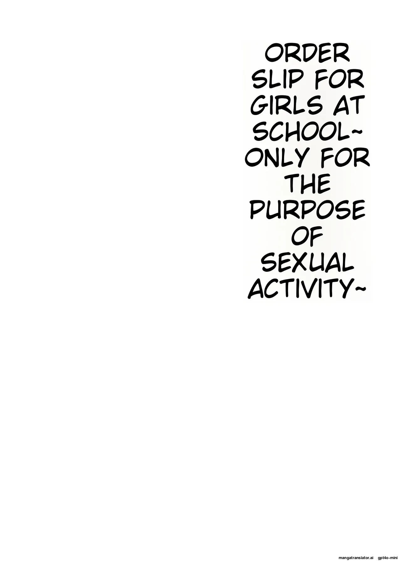 [Nyuu Koubou (Makunouchi Omusubi)] Gakkou no Joshi o Chuumon Dekiru Denpyou ~Tadashi Seikoui Mokuteki ni Kagiru~ [English] [MTL] [Digital] - Page 2