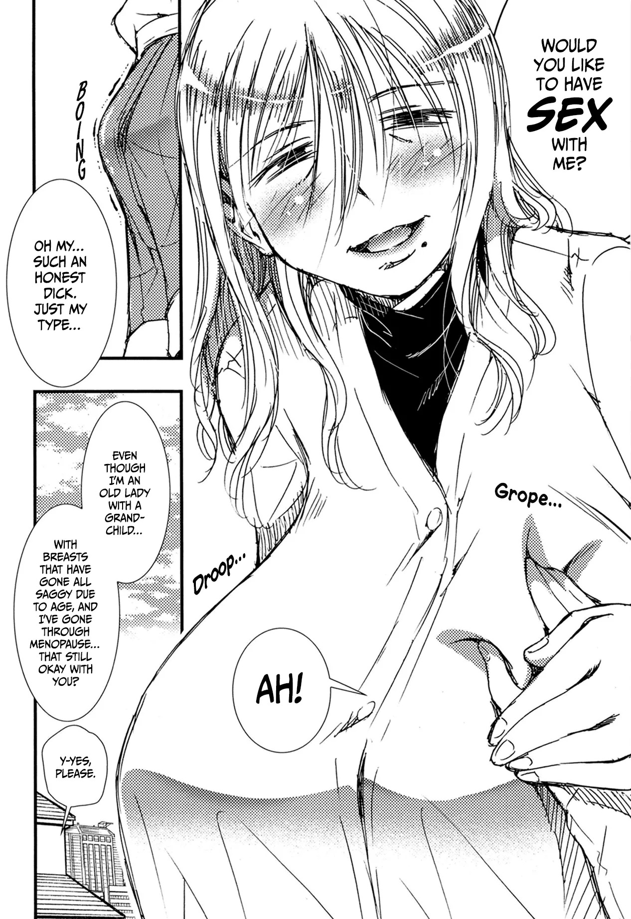 [Matsuyama Seiji] 56-sai Bust 256cm Danchizuma Ookiku Tareta Jukujo no Chibusa... Boku wa Kono Hito de Doutei o Sotsugyou Shita. | The Mature 56-Year-Old 256cm Bust Housewife With Big Saggy Breasts… That Took My Virginity [English] [Digital] - Page 42