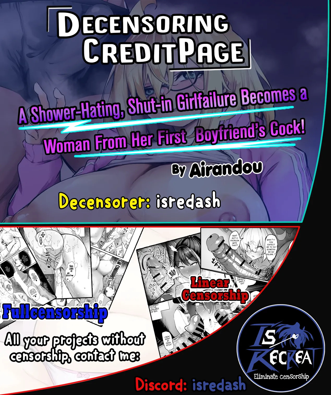 [Airandou] Furo Kyan Inkya Onna, Hatsu Kareshi Chinpo de Mesu ni Naru | A Shower-Hating, Shut-in Girlfailure Becomes a Woman From Her First Boyfriend’s Cock! [English] [Xzosk] [Decensored] - Page 53