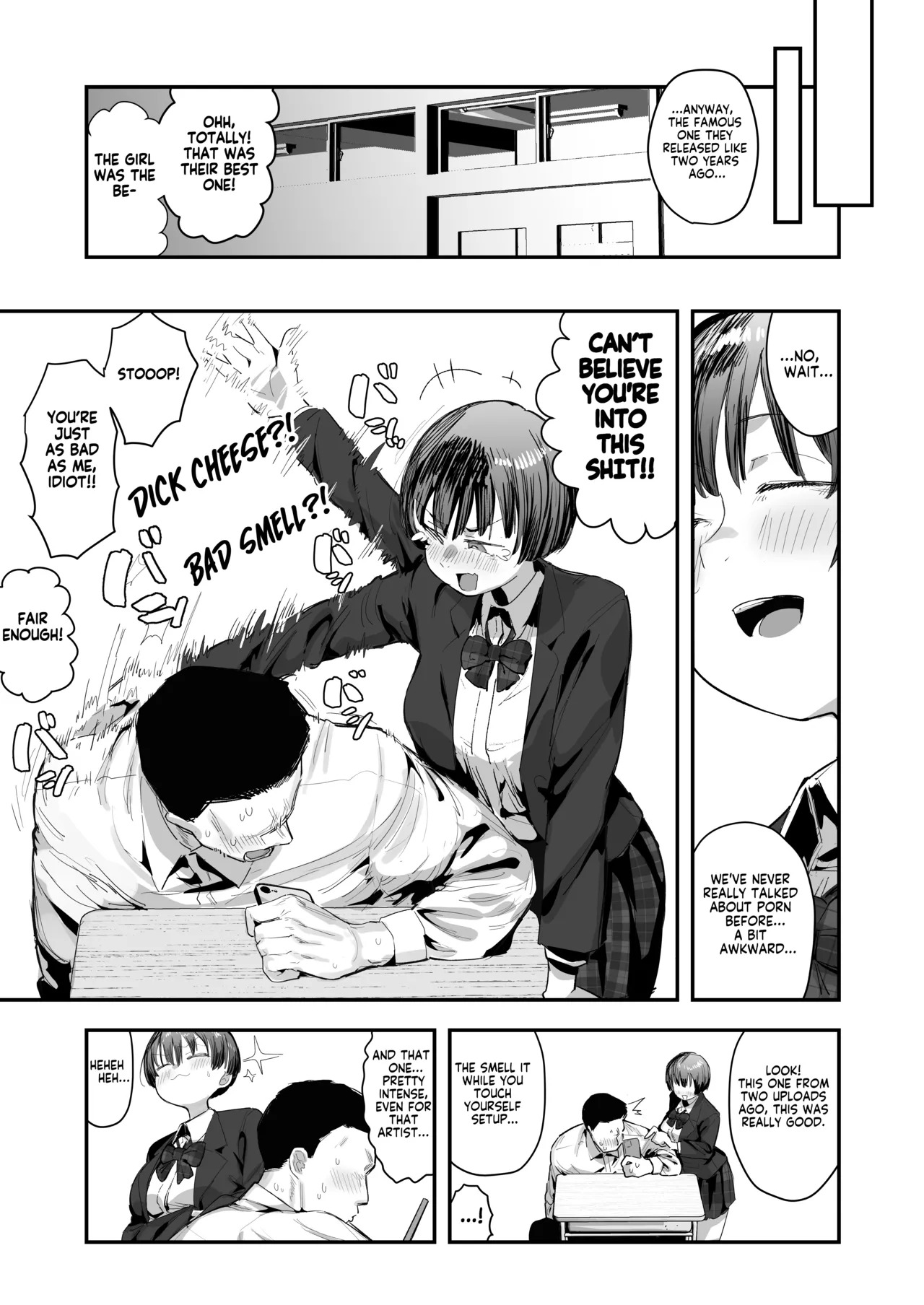 [Anon 2-okunen] Bokutachi, Seiheki Friend. ~Onna Tomodachi no Aidokusho wa Ore no Daisuki na 'Chin Kagi Ero Manga' deshita~ Zenpen | My best friend was into the "cock-sniffing doujin" that I love! And now we're pervy sex friends! Part 1 (No glasses) [English] [KM_42] - Page 6