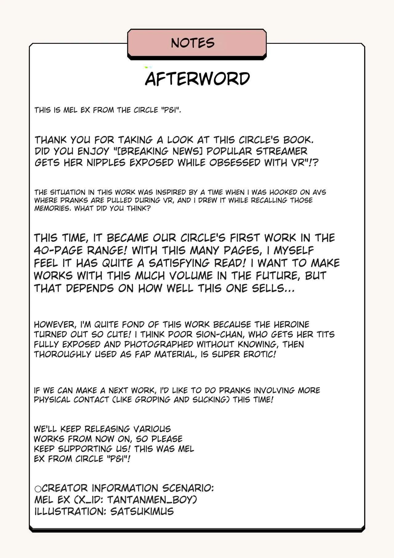 [P&I (Mel EX, Satsukimasu)] [Sad News] Popular streamer gets so absorbed in VR that they end up having their nipples revealed lol - Page 42