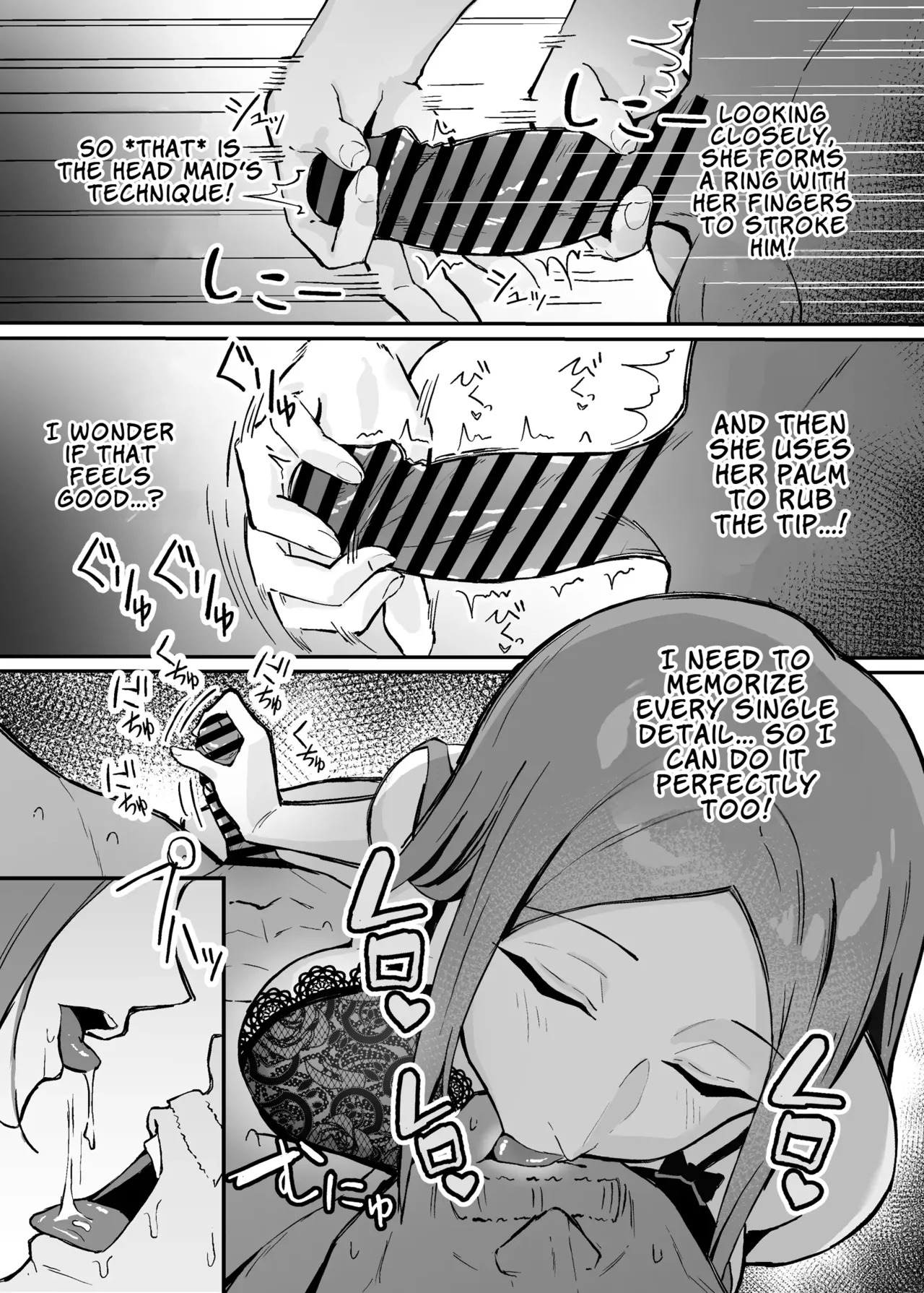 [Sukebe Hatsudensho (Hatsuden Pengin)] Akogare no Senpai Maidchou no Yotogi o Kengaku | Observing the Night Duties of the Admired Senior Head Maid [English] [LKK•Scans] [Digital] - Page 10