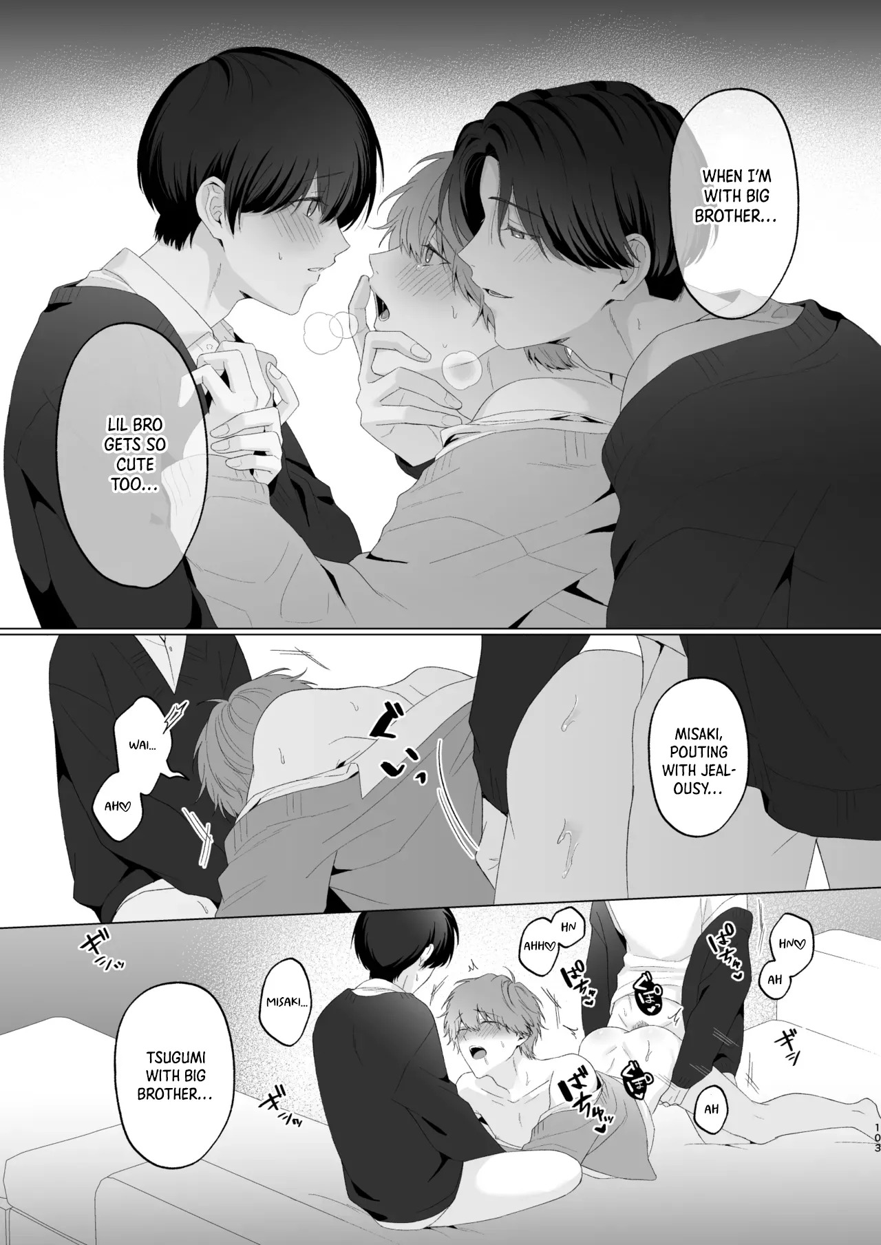 [Potato Farm (Oimo)] San Kyodai de Nakayoshi Etchi Chinan Ukete [English] {Yengli} [Digital] - Page 103