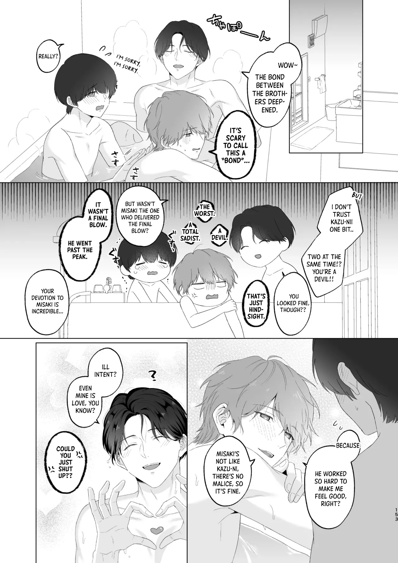 [Potato Farm (Oimo)] San Kyodai de Nakayoshi Etchi Chinan Ukete [English] {Yengli} [Digital] - Page 153