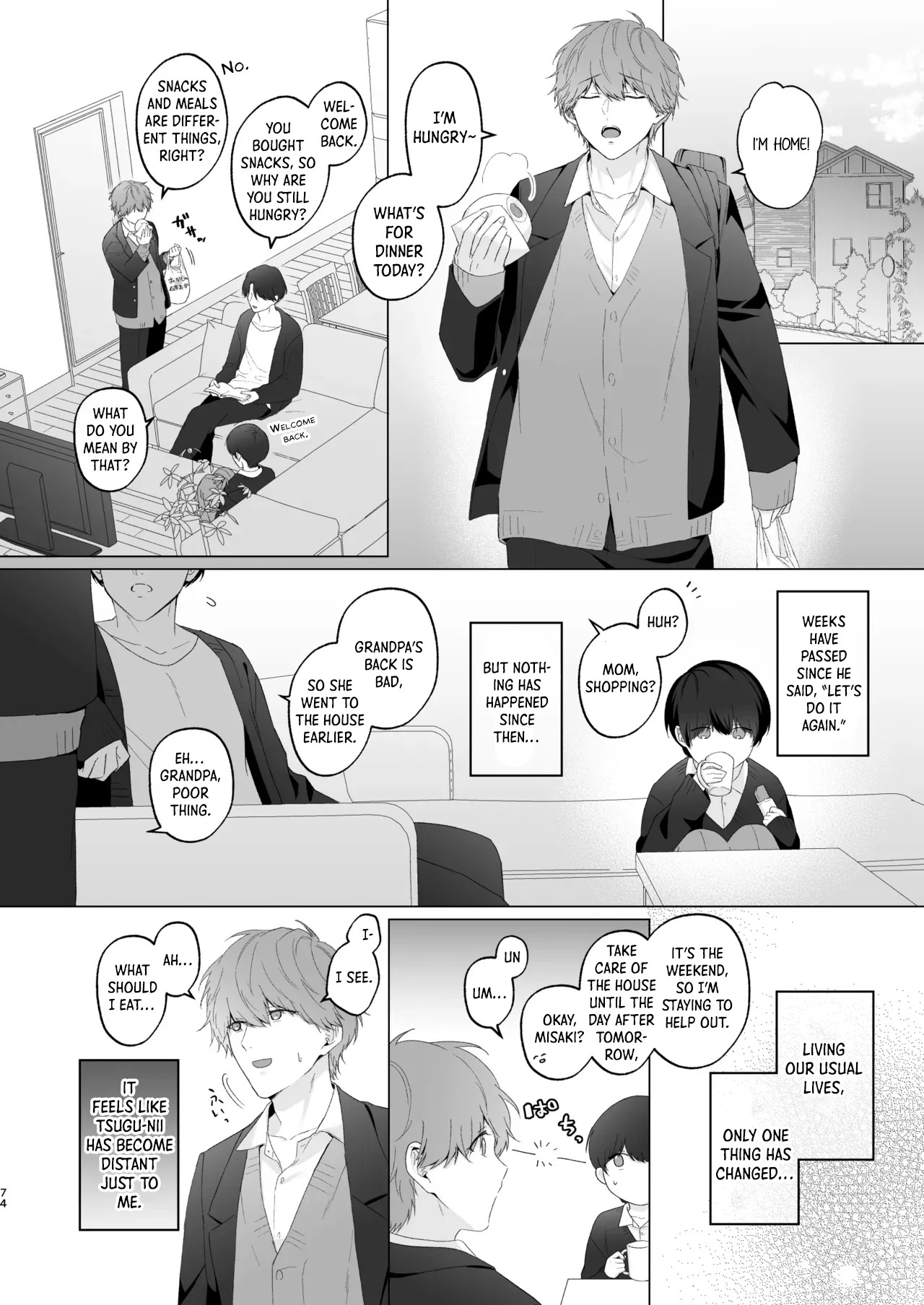 [Potato Farm (Oimo)] San Kyodai de Nakayoshi Etchi Chinan Ukete [English] {Yengli} [Digital] - Page 74