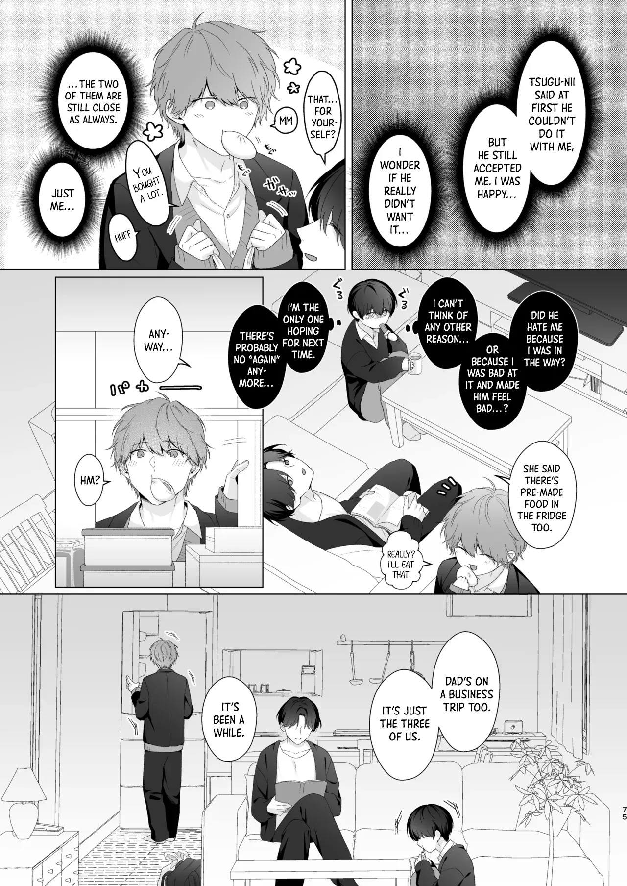 [Potato Farm (Oimo)] San Kyodai de Nakayoshi Etchi Chinan Ukete [English] {Yengli} [Digital] - Page 75