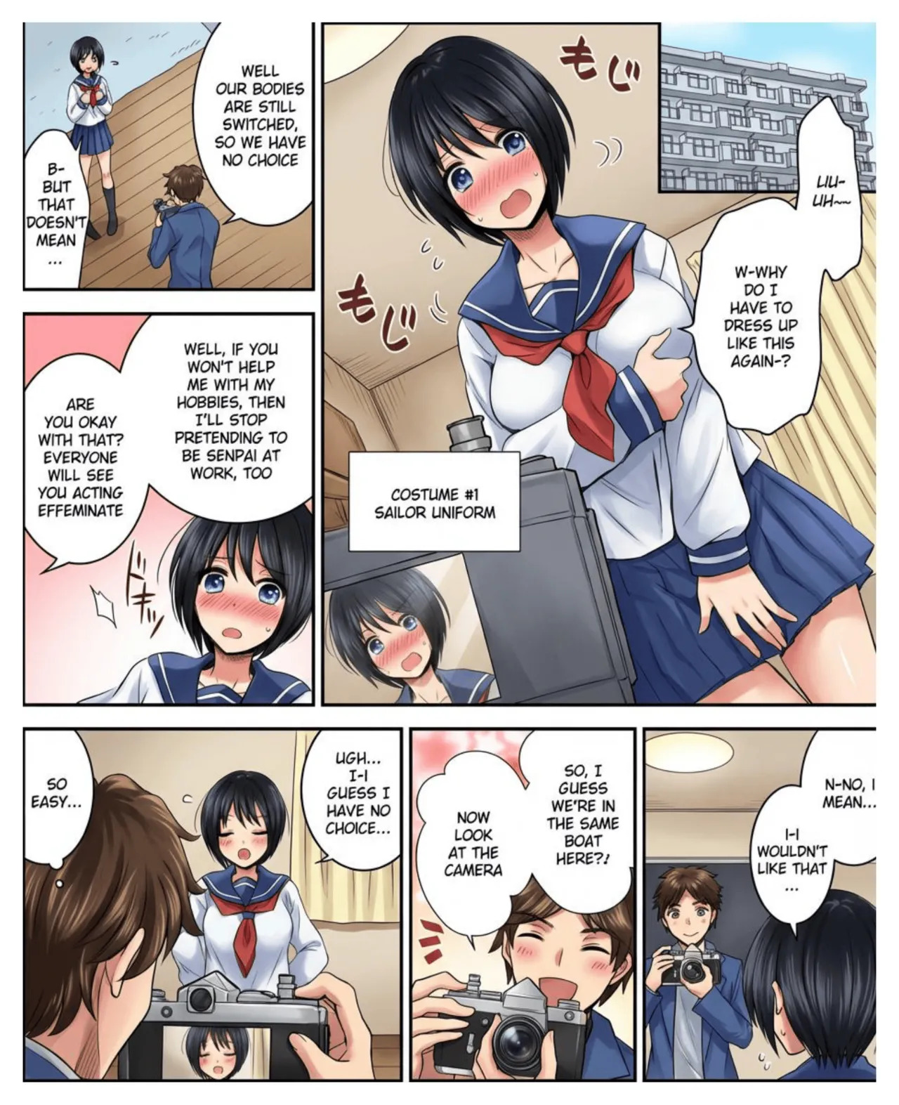 [Amuai Okashi Seisakusho (Matsuzono)] Costume Tengoku ~Shokuba no Kouhai to Irekawatte Kisekae Ningyou ni Sareru Boku~ [English] [Full color] - Page 13