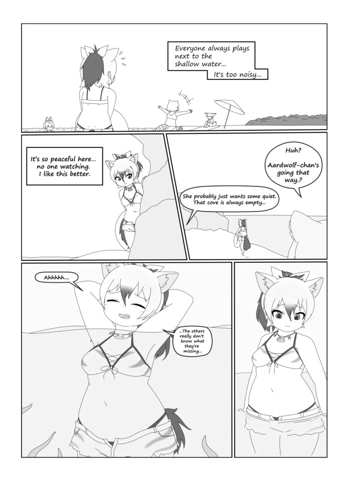 [トットデテクート TottodeteKF] Aardwolf-chan Encounters an Underwater Tentacle Cerulean in a Secluded Cove+ (Kemono Friends)(English)