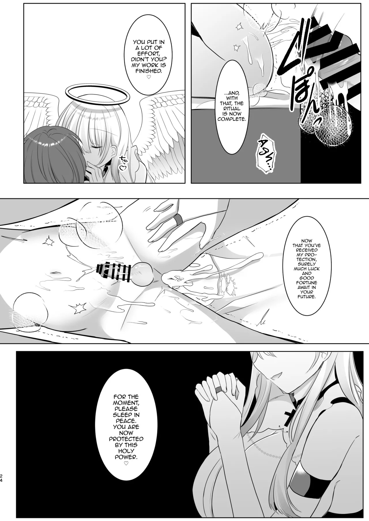 [Kanmi Cat (Miyase Nukko] Futanari Tenshi no Seiya Shugo ~Maigo no Tenshi ni Erabareta Anata wa, Amaku Aragaenai Seinaru Kago o Ukeru~ [English] [mysterymeat3] - Page 22
