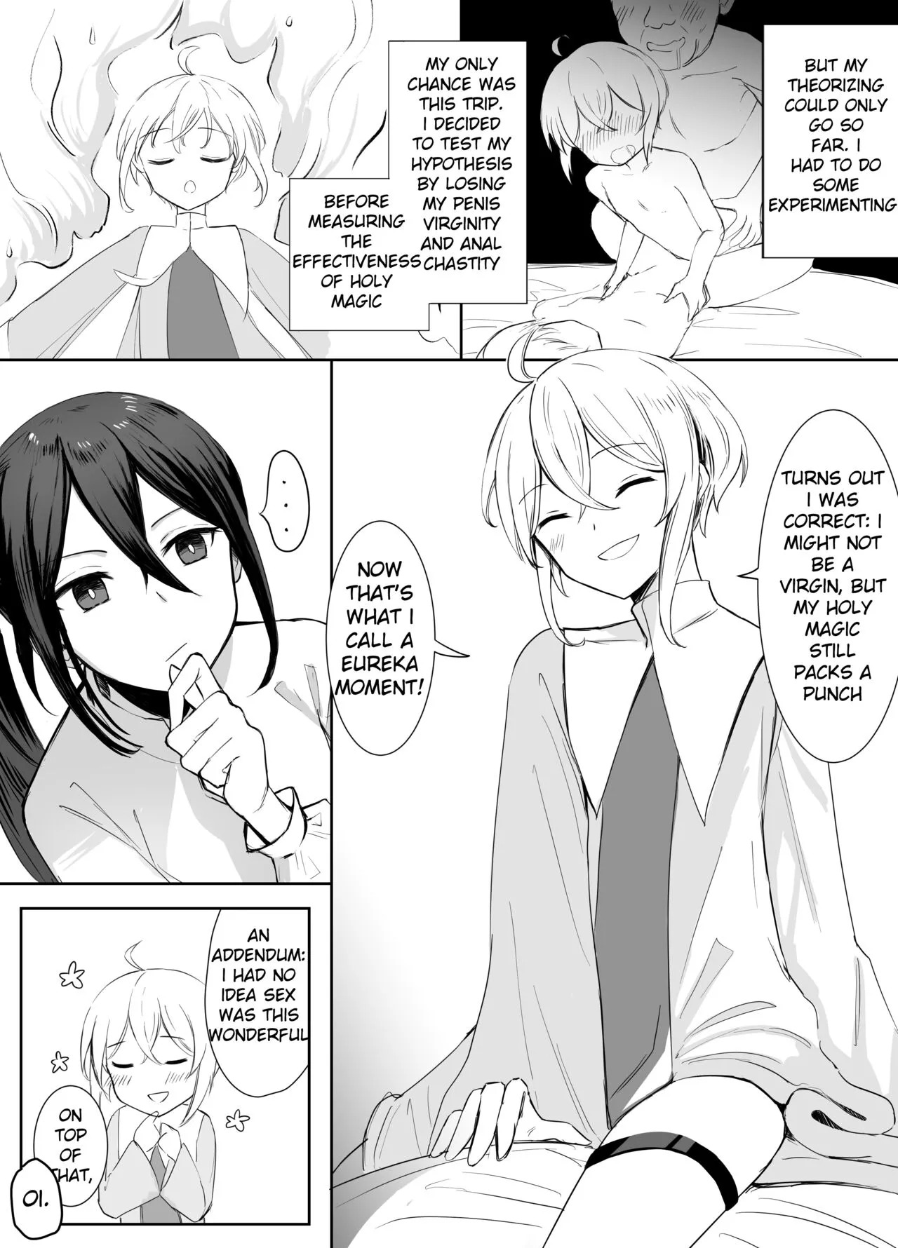 [Boukensha X no Sakaba (Boukensha C)] Maou Toubatsu Shippai Heroine Gisei Normal End de Utsu ni Natta Koutensei Futanari Kenshi to Otokonoko Shinkan no Hanashi | Crestfallen Futanari x Femboy Priest: Prepare to Cum Edition [English] [Decensored] - Page 15