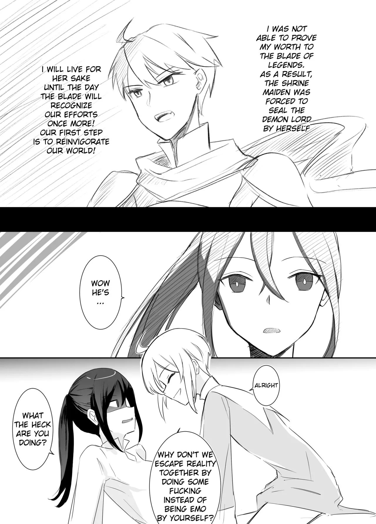 [Boukensha X no Sakaba (Boukensha C)] Maou Toubatsu Shippai Heroine Gisei Normal End de Utsu ni Natta Koutensei Futanari Kenshi to Otokonoko Shinkan no Hanashi | Crestfallen Futanari x Femboy Priest: Prepare to Cum Edition [English] [Decensored] - Page 17