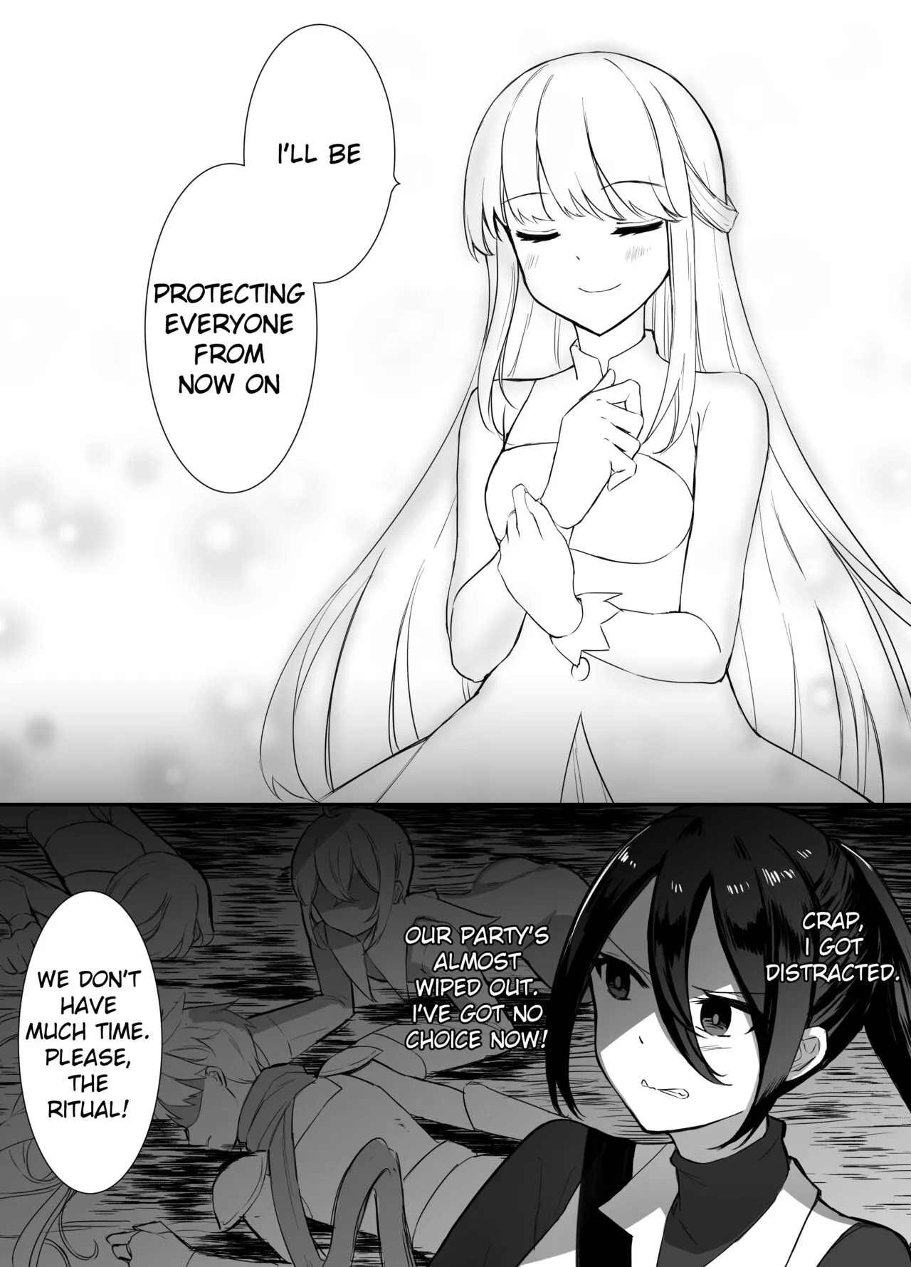[Boukensha X no Sakaba (Boukensha C)] Maou Toubatsu Shippai Heroine Gisei Normal End de Utsu ni Natta Koutensei Futanari Kenshi to Otokonoko Shinkan no Hanashi | Crestfallen Futanari x Femboy Priest: Prepare to Cum Edition [English] [Decensored] - Page 5