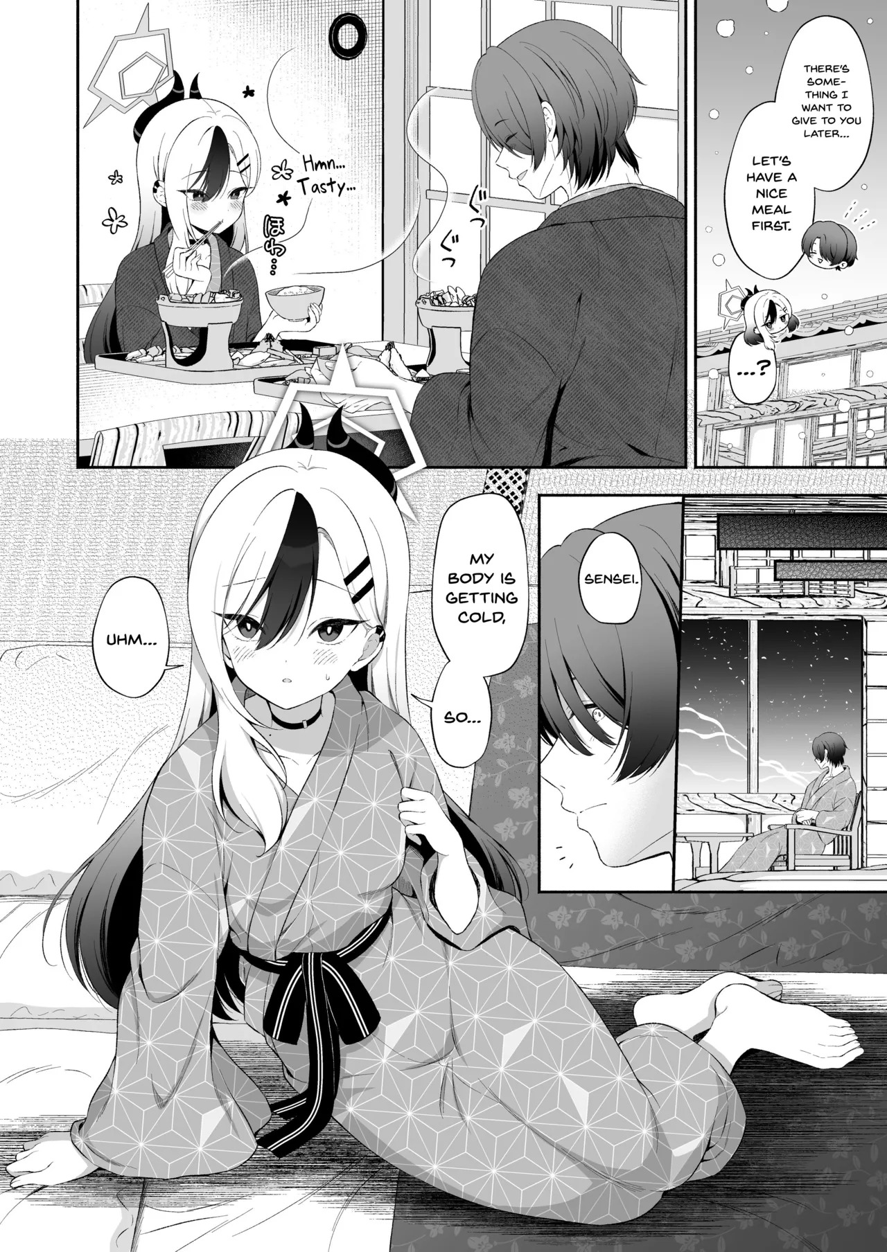 Pandagaippiki. (Komi Zumiko)] Onsen Kayoko to Amatoro Ecchi + Kayoko to Sensei ga Onamiseshiau Ohanashi (Blue Archive) [English] [Digital] - Page 4