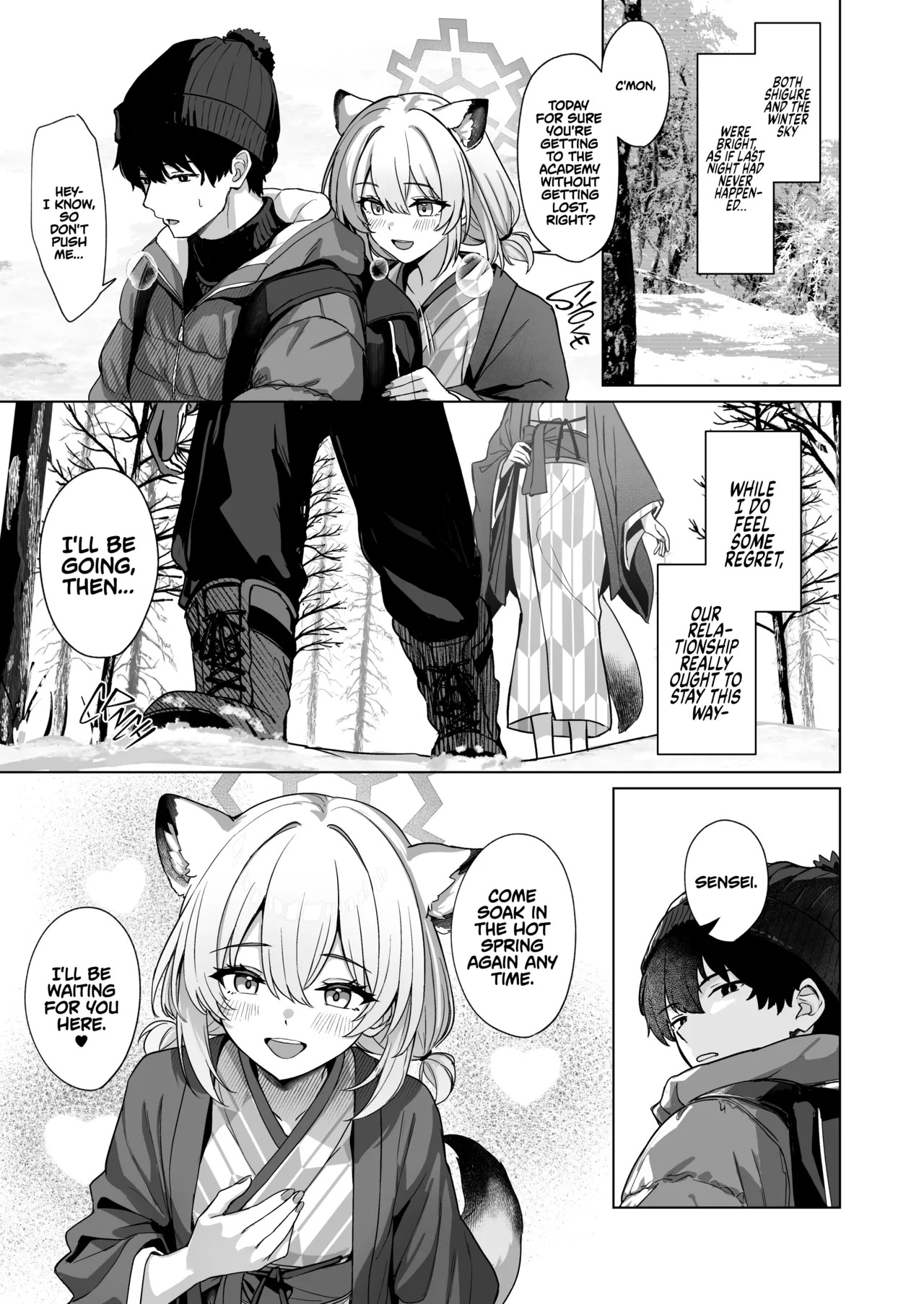 [BINZOKO (Shinomi)] Shigure wa Yuki o Torakashite | The Autumn Rain Melts The Snow (Blue Archive) [English] [Douzo Lad Translations + The White Line] [Digital] [Decensored] - Page 24