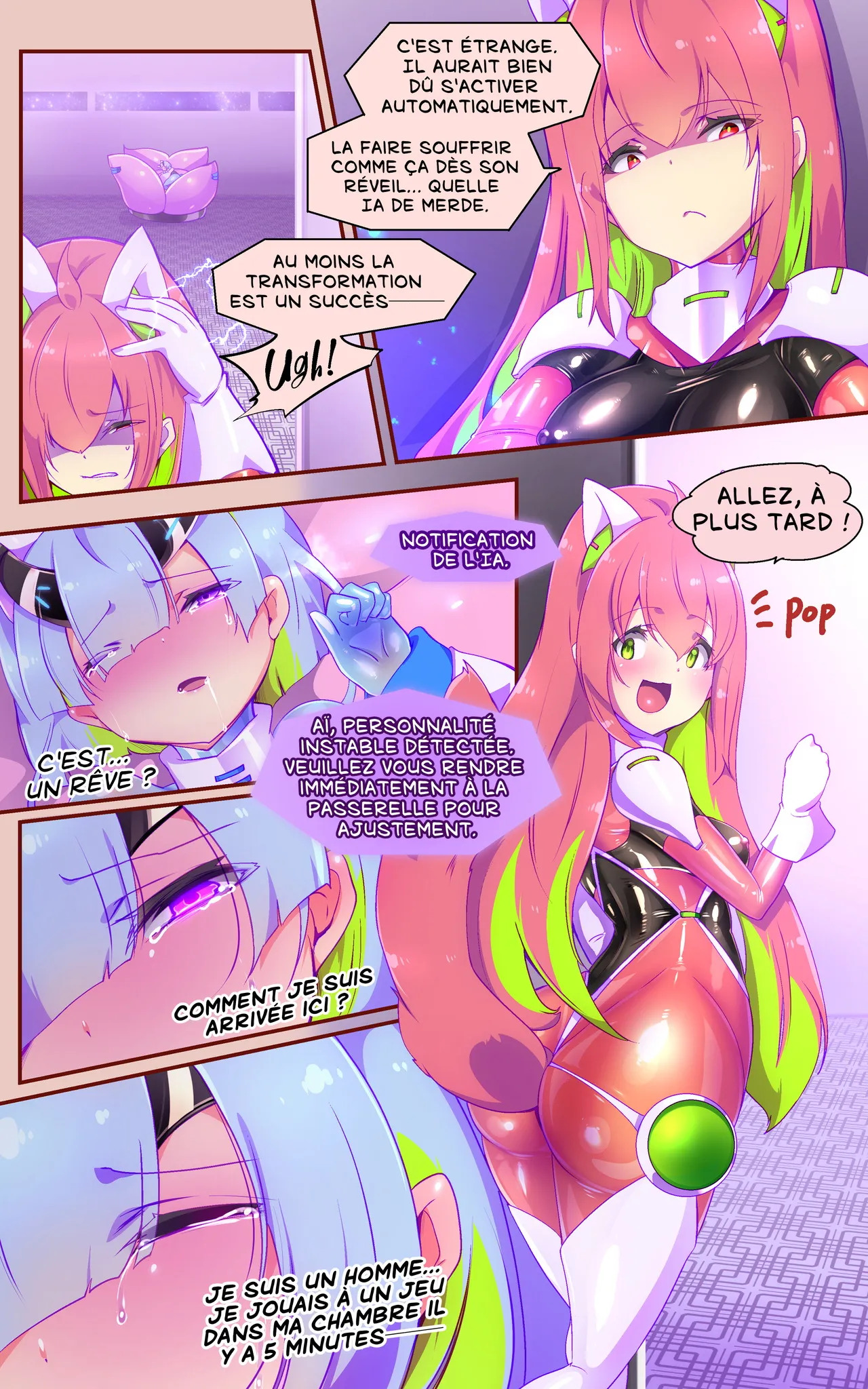 [Yaseuma Lo-Ru (Netsuki no Yoto, Bungo Meibutsu Dangojiru Teishoku)] Majime na Tensei Nyotaika Android ga Kairaku-zeme no Hate ni Bakunyuu Akuochi Suru Manga ~Purikketsuana Zwei~ [French] - Page 18