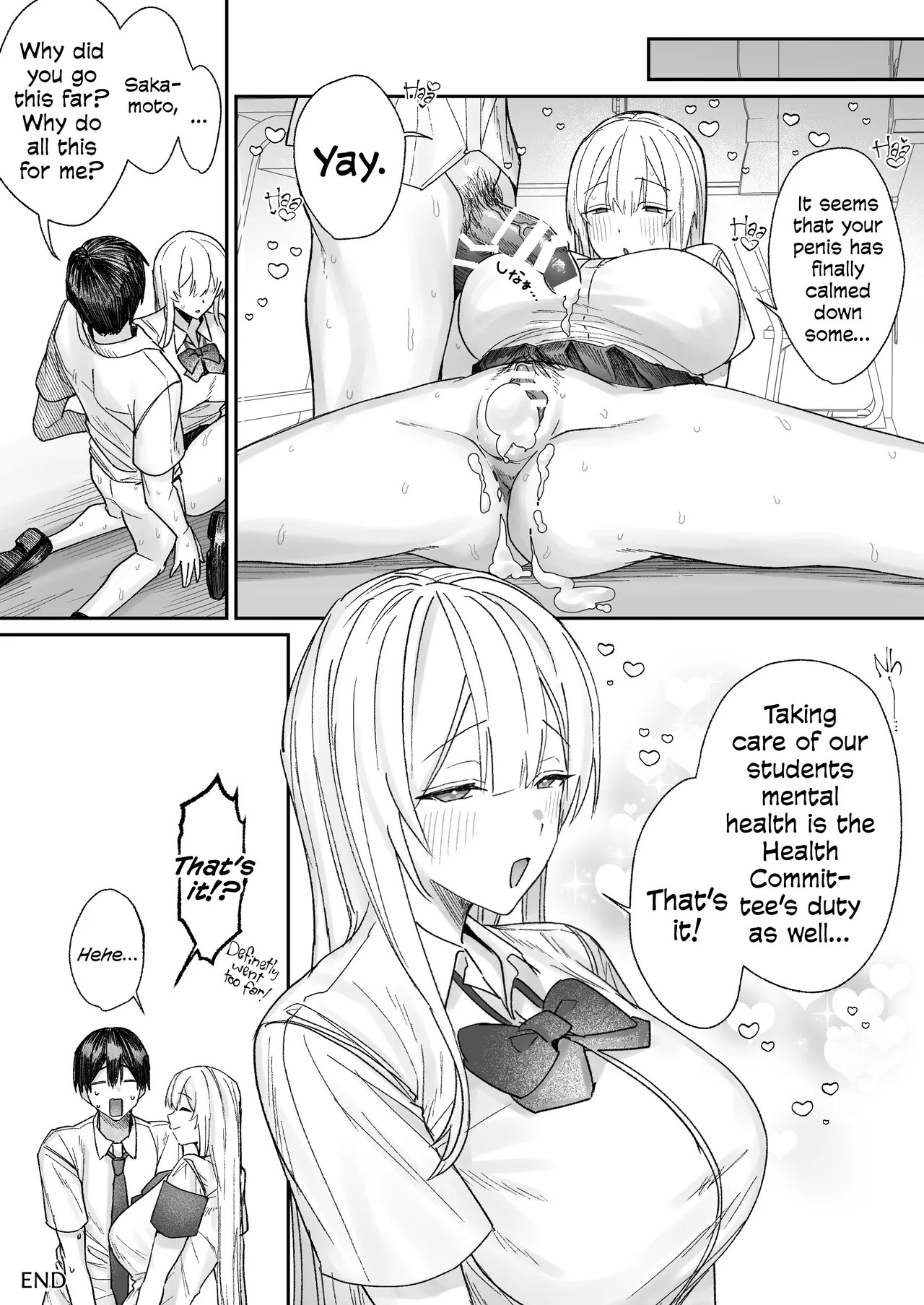 [Getsumatsu (Shuumatsu)] That Playful Health Committee Member Is Weirdly Kind | Seiso-kei Hoken Iin wa Ijou ni Yasashii [English] [Cookie Cruncher] - Page 34