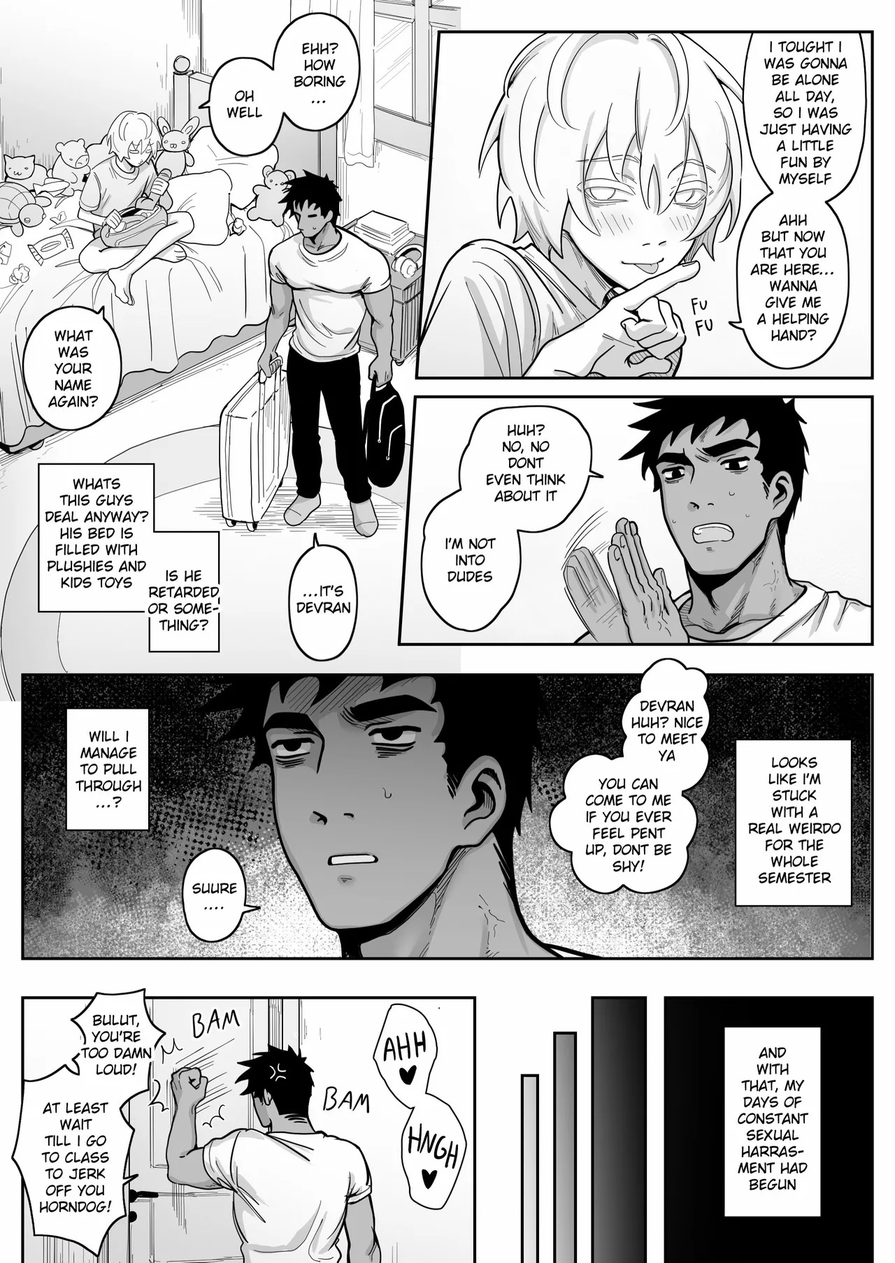 [Schweinchen31] Dosukebena Roommate o Wakara Seru Hanashi | Teaching My Perverted Roommate a Lesson [English] [Decensored] - Page 4